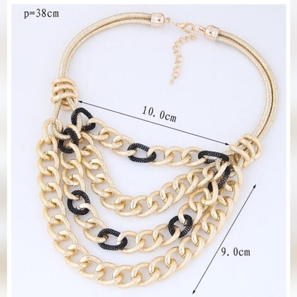 Chic Gold and Black Layered Necklace - Picture 2 of 5